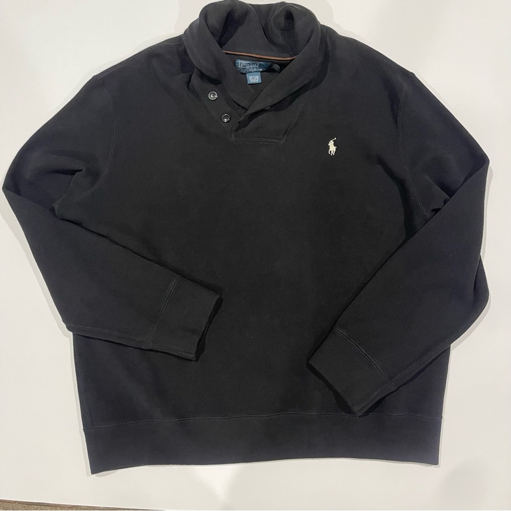 Polo Ralph Lauren luxury Jersey Shawl-Collar Pullover NWT, Size XL, Black